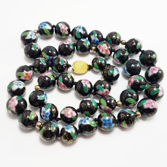 Vintage Chinese Hand Knotted Beaded Necklace, Imported 1960s - Picture 8 of 10